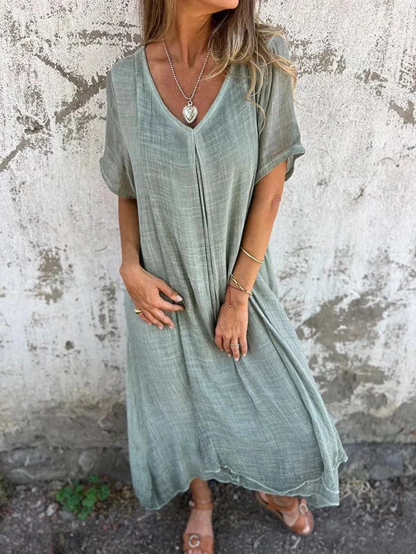 Robe longue bohême à col en V