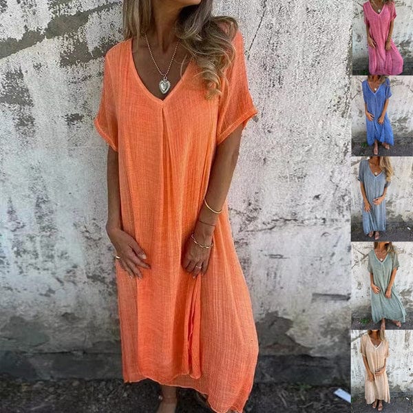 Robe longue bohême à col en V