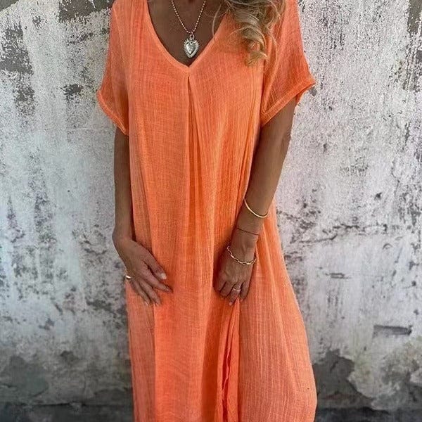 Robe longue bohême à col en V