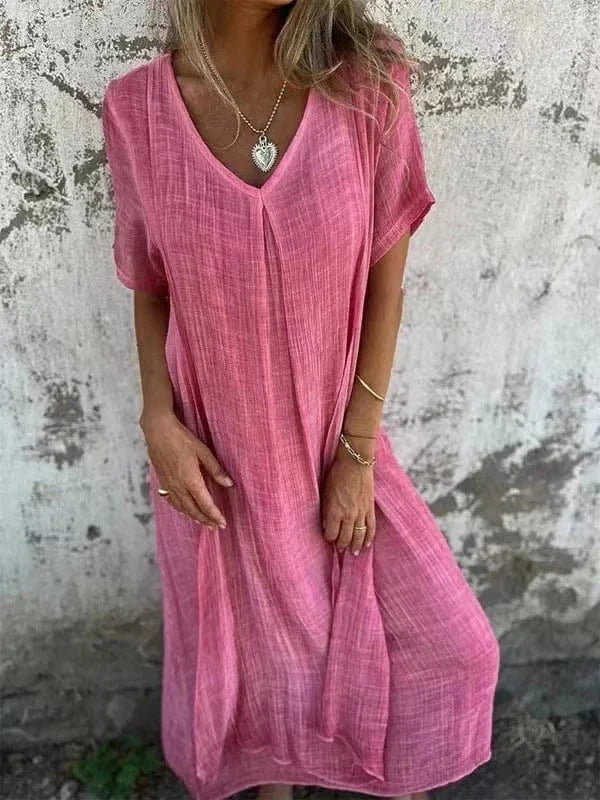 Robe longue bohême à col en V