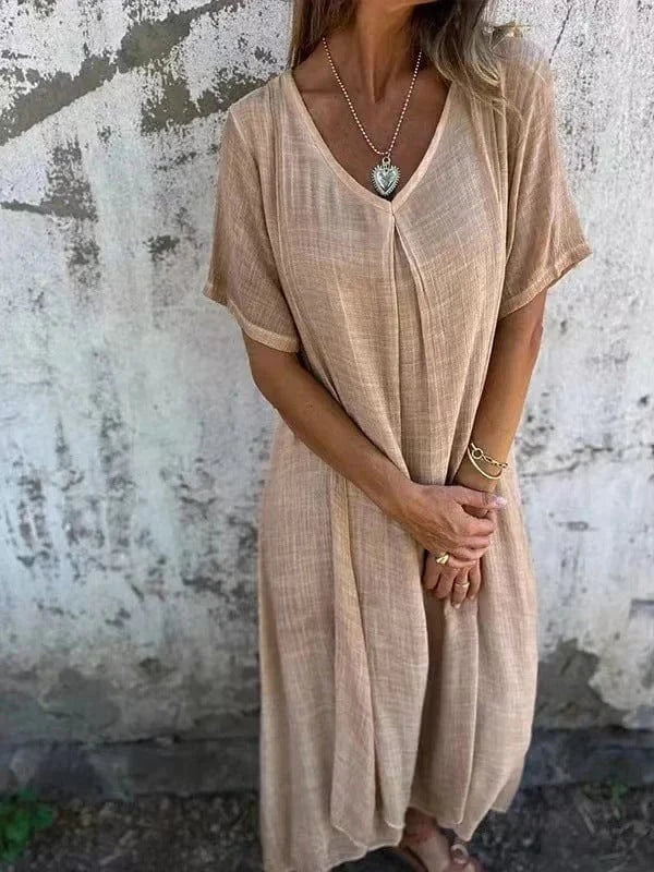 Robe longue bohême à col en V