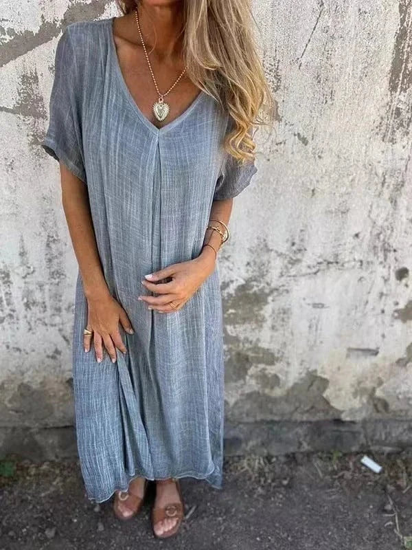 Robe longue bohême à col en V