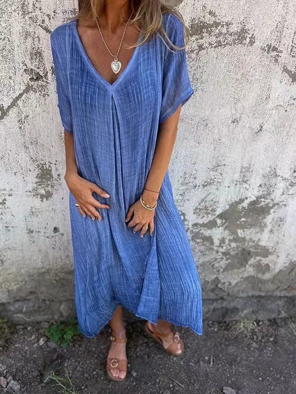 Robe longue bohême à col en V