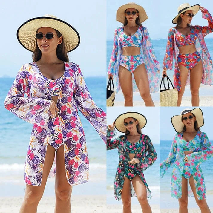 Bikini 3 pièces à imprimé tropical