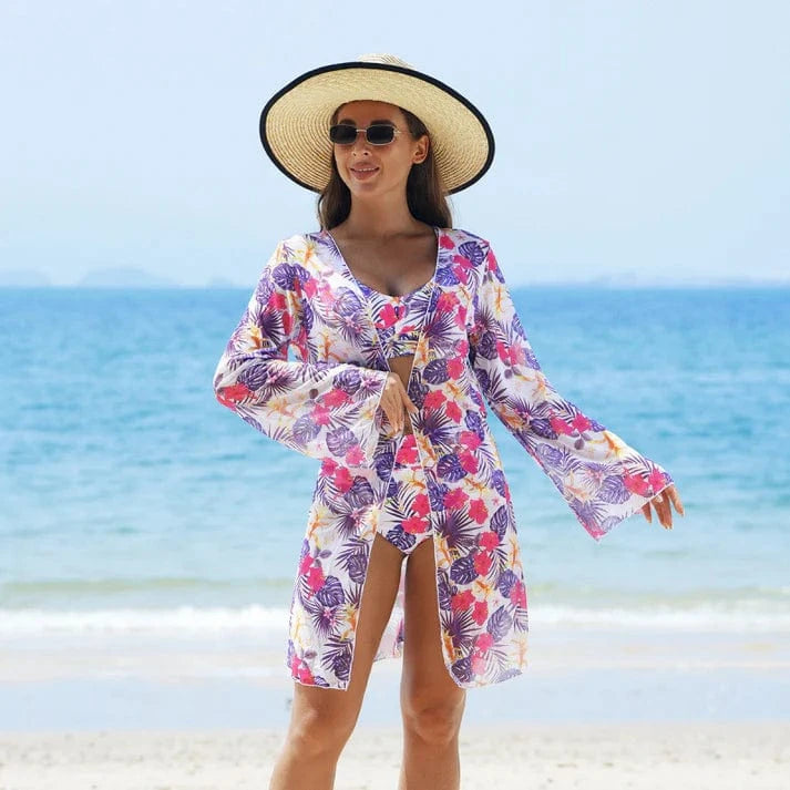 Bikini 3 pièces à imprimé tropical