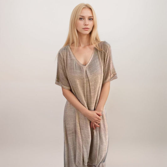 Robe longue bohême à col en V