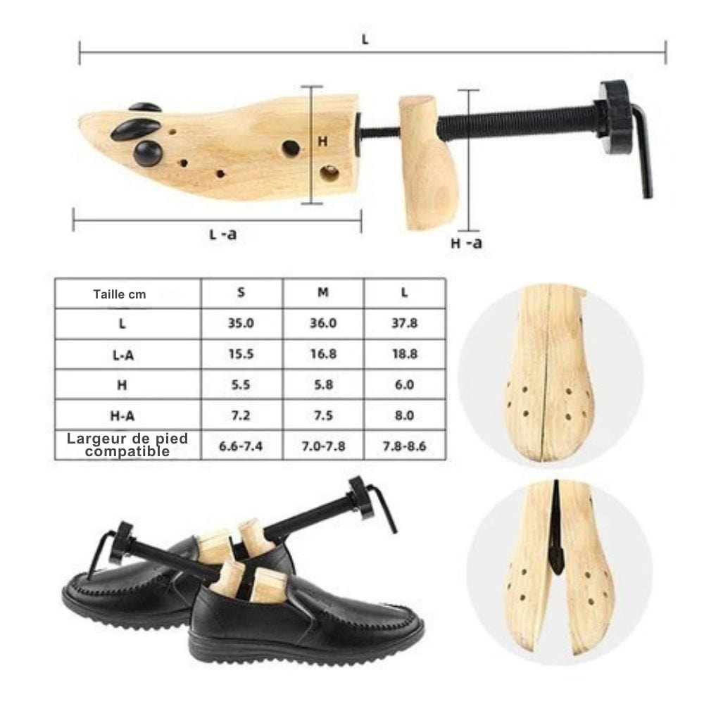 Élargisseur de chaussures FlexWood - Confort ajusté à vos pieds