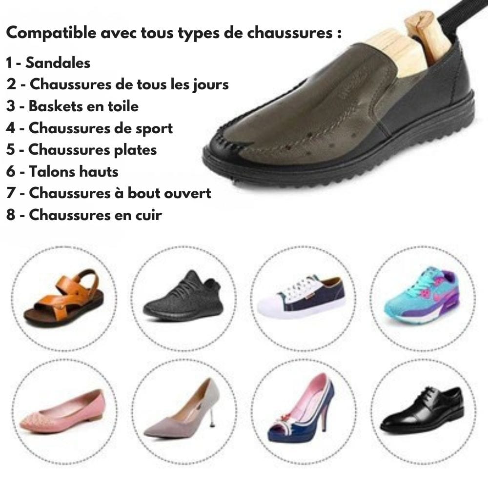 Élargisseur de chaussures FlexWood - Confort ajusté à vos pieds