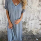 Robe longue bohême à col en V