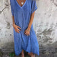 Robe longue bohême à col en V