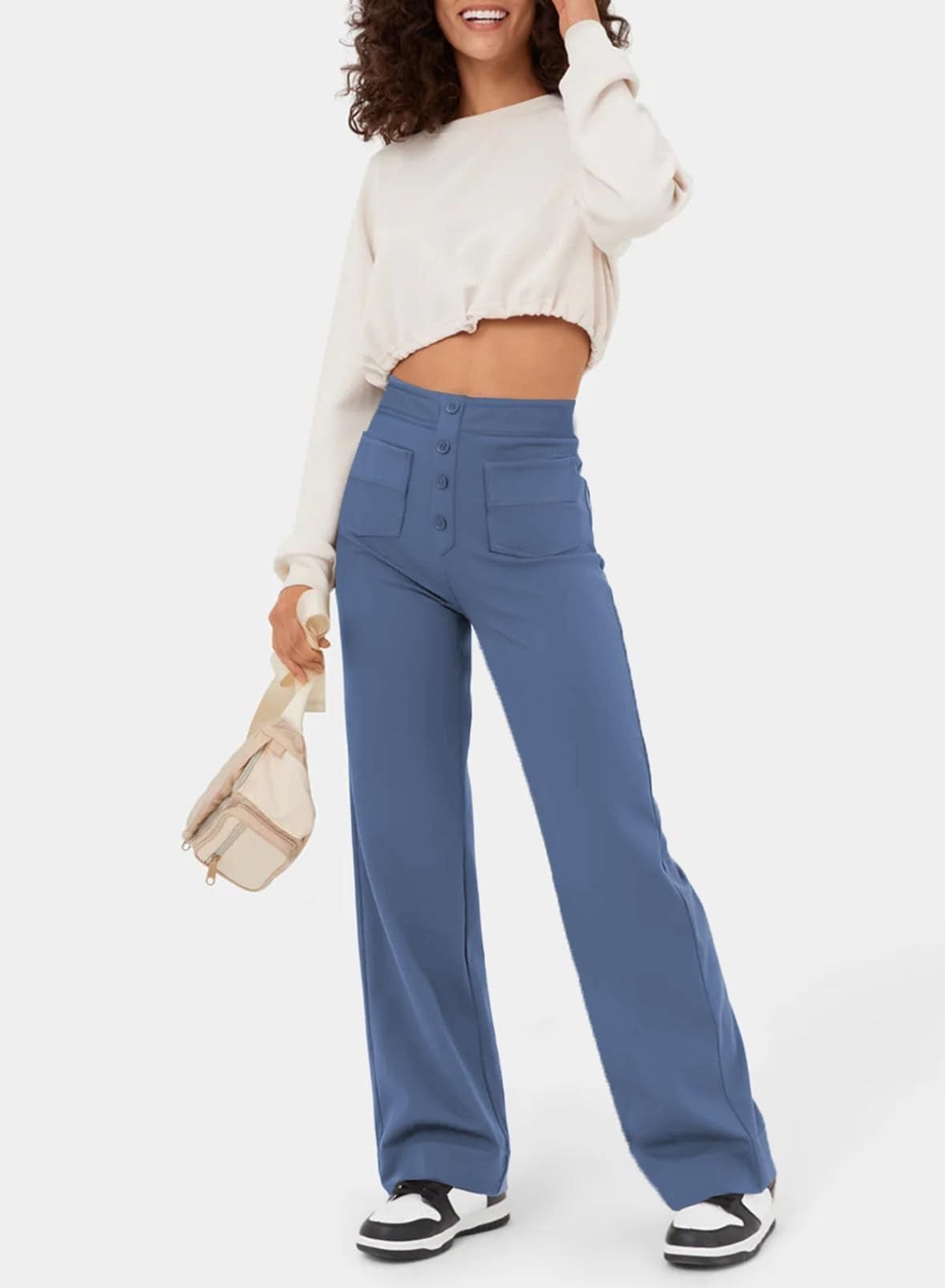 Pantalon stretch taille haute