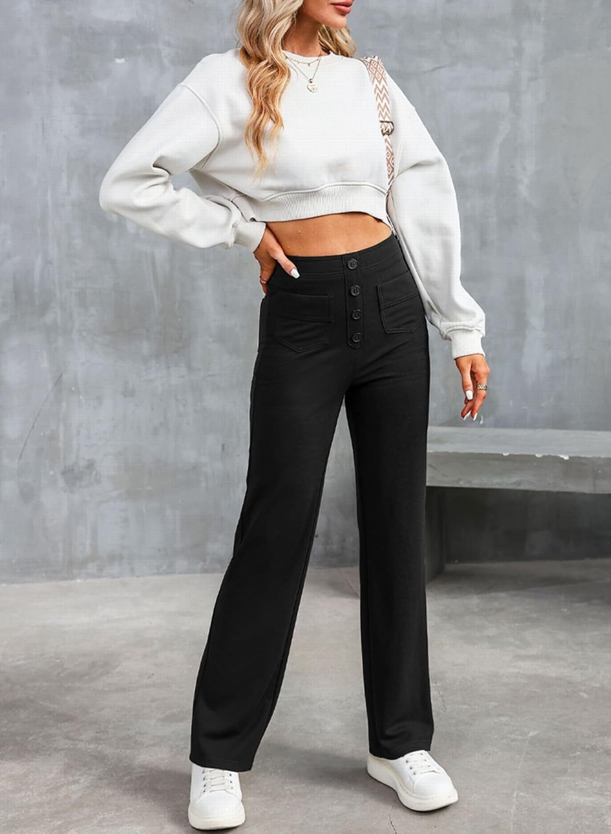 Pantalon stretch taille haute