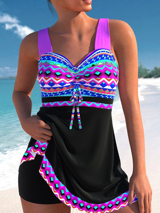 Maillot de bain tankini à motifs ethniques