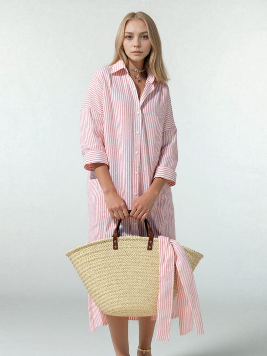 Robe chemise élégante à rayures